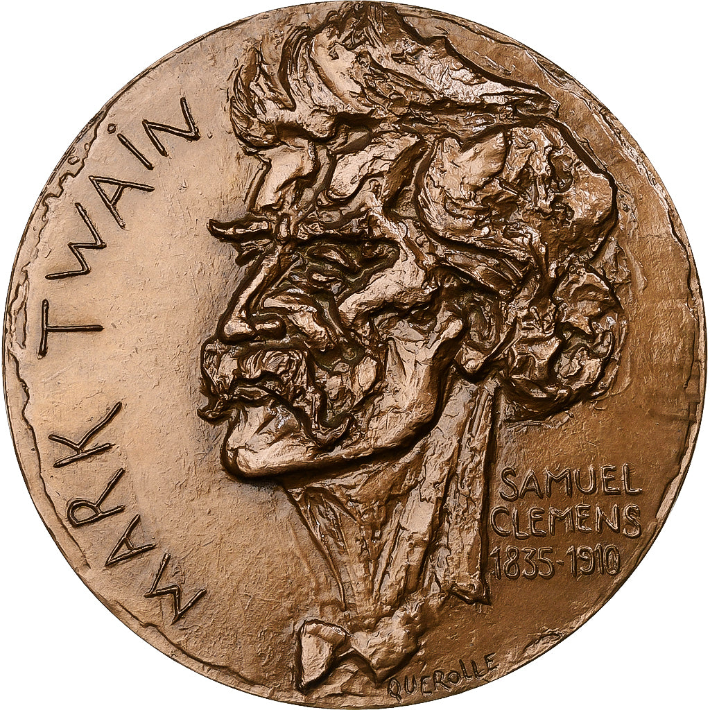 France, Medal, Mark Twain, 1971, Bronze, Quérolle, AU(55-58)