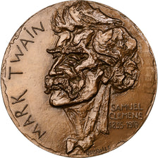 France, Medal, Mark Twain, 1971, Bronze, Quérolle, AU(55-58)