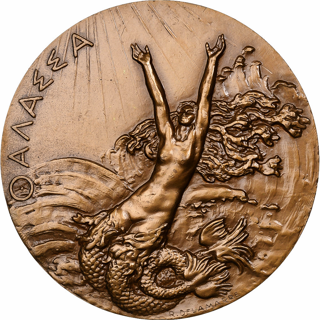 France, Médaille, Mythologie grecque - Thalassa, 1968, Bronze, SUP, Delamarre