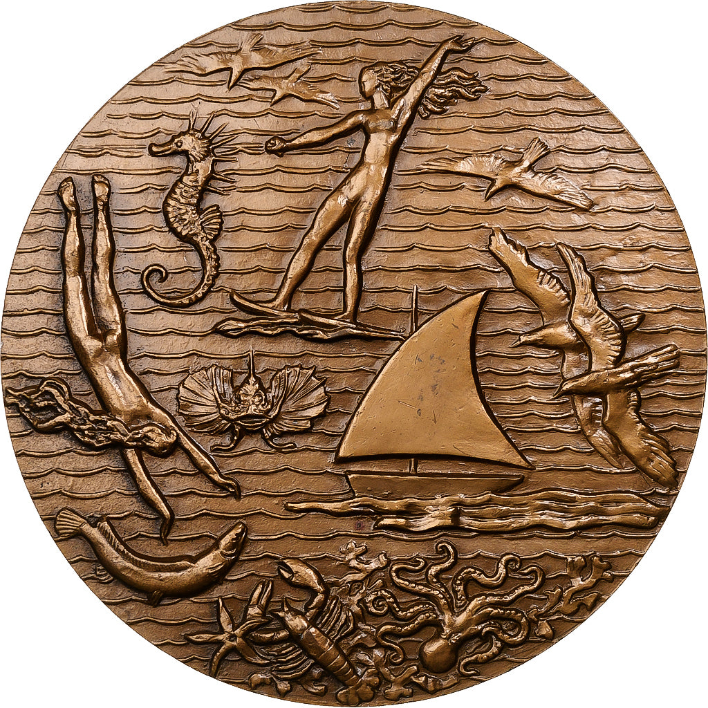 France, Médaille, Mythologie grecque - Thalassa, 1968, Bronze, SUP, Delamarre