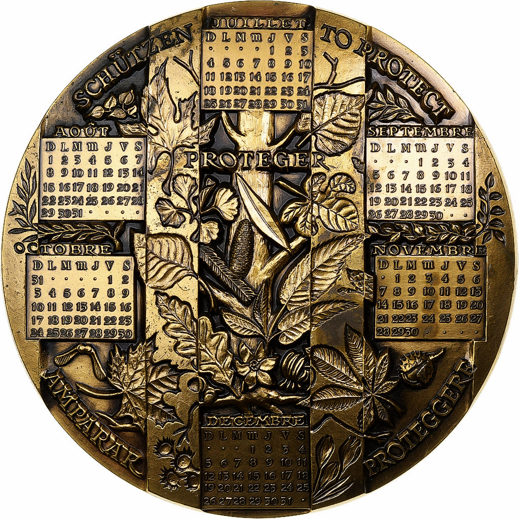 Frankreich, Medaille, Calendrier, Nature, Animaux, 1993, Bronze, Mauviel, VZ