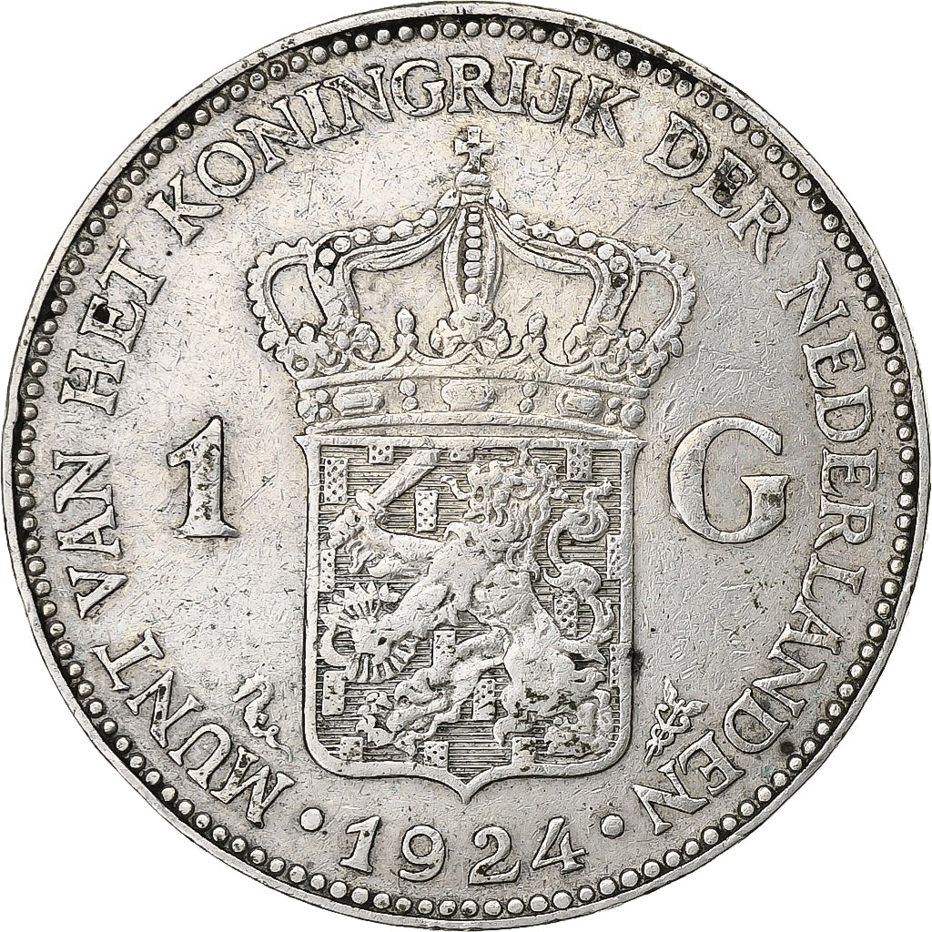 Netherlands, Wilhelmina I, Gulden, 1924, Silver, EF(40-45), KM:161.1