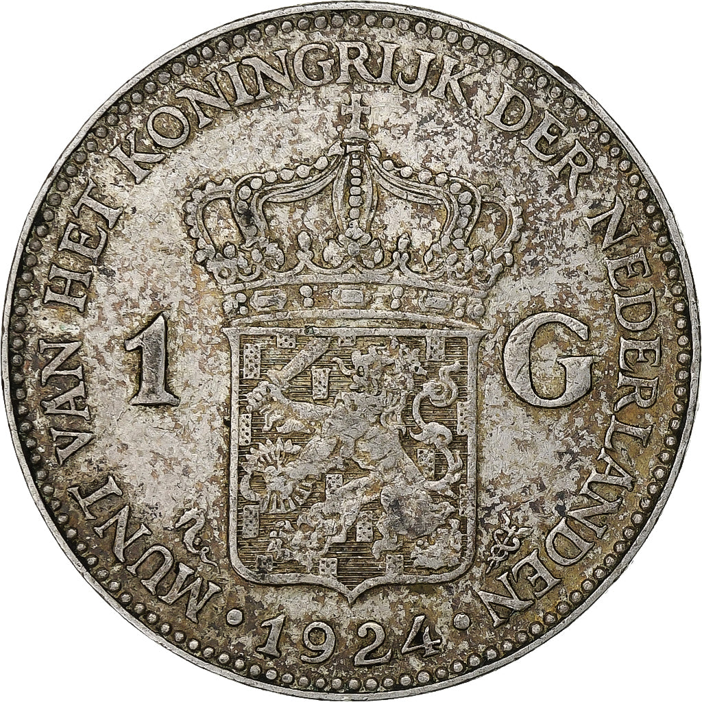 Paesi Bassi, Wilhelmina I, Gulden, 1924, Argento, MB+, KM:161.1