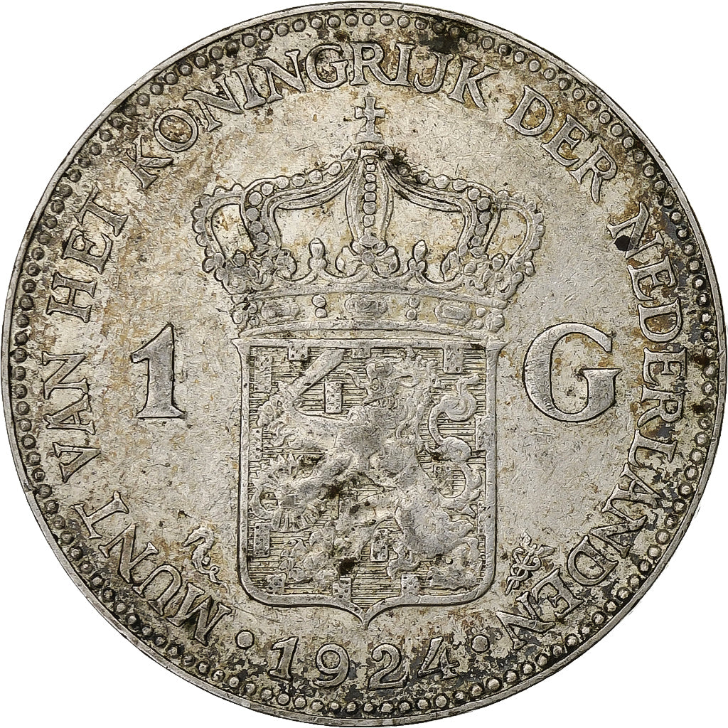 Holandia, Wilhelmina I, Gulden, 1924, Srebro, EF(40-45), KM:161.1
