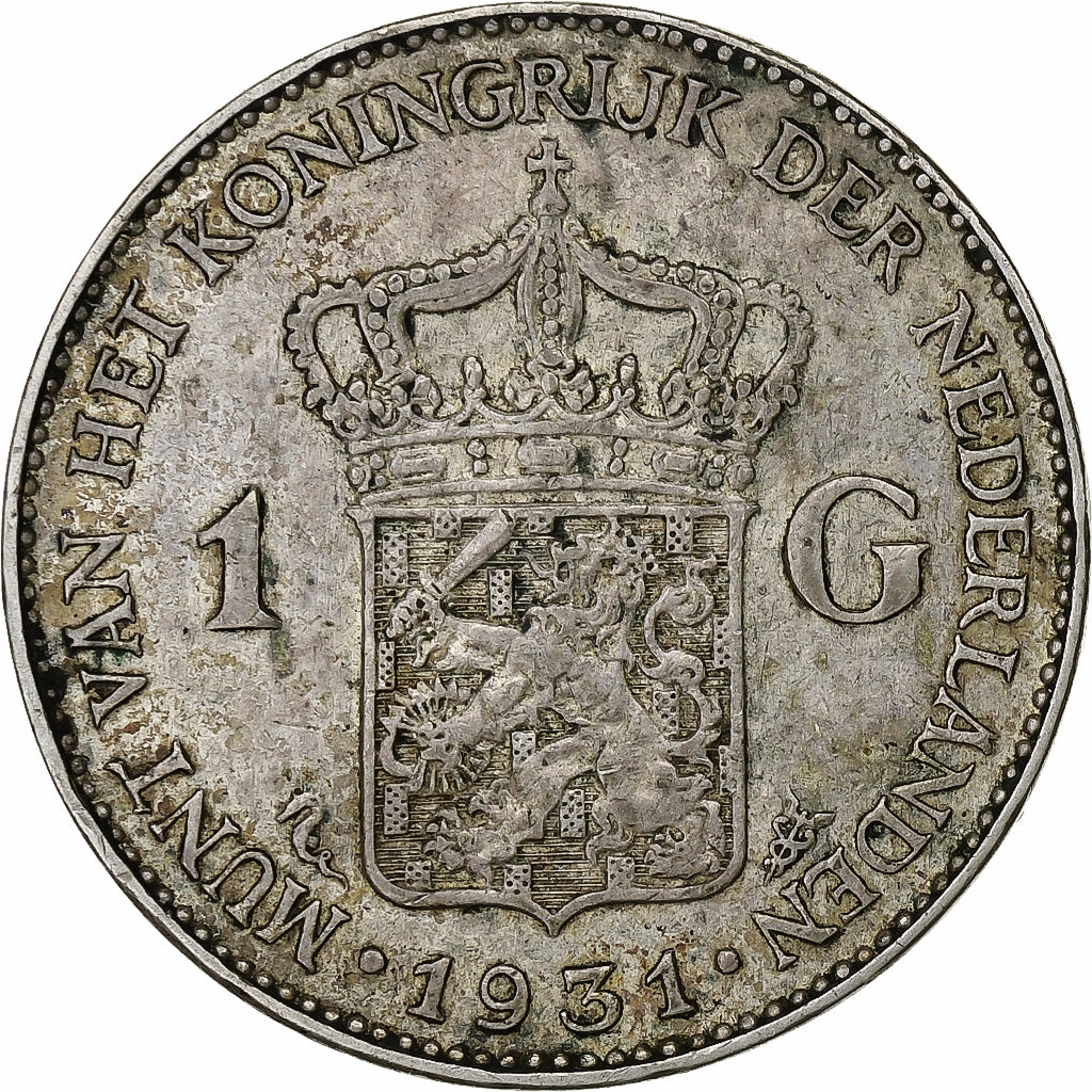 Países Baixos, Wilhelmina I, Gulden, 1931, Prata, EF(40-45), KM:161.1
