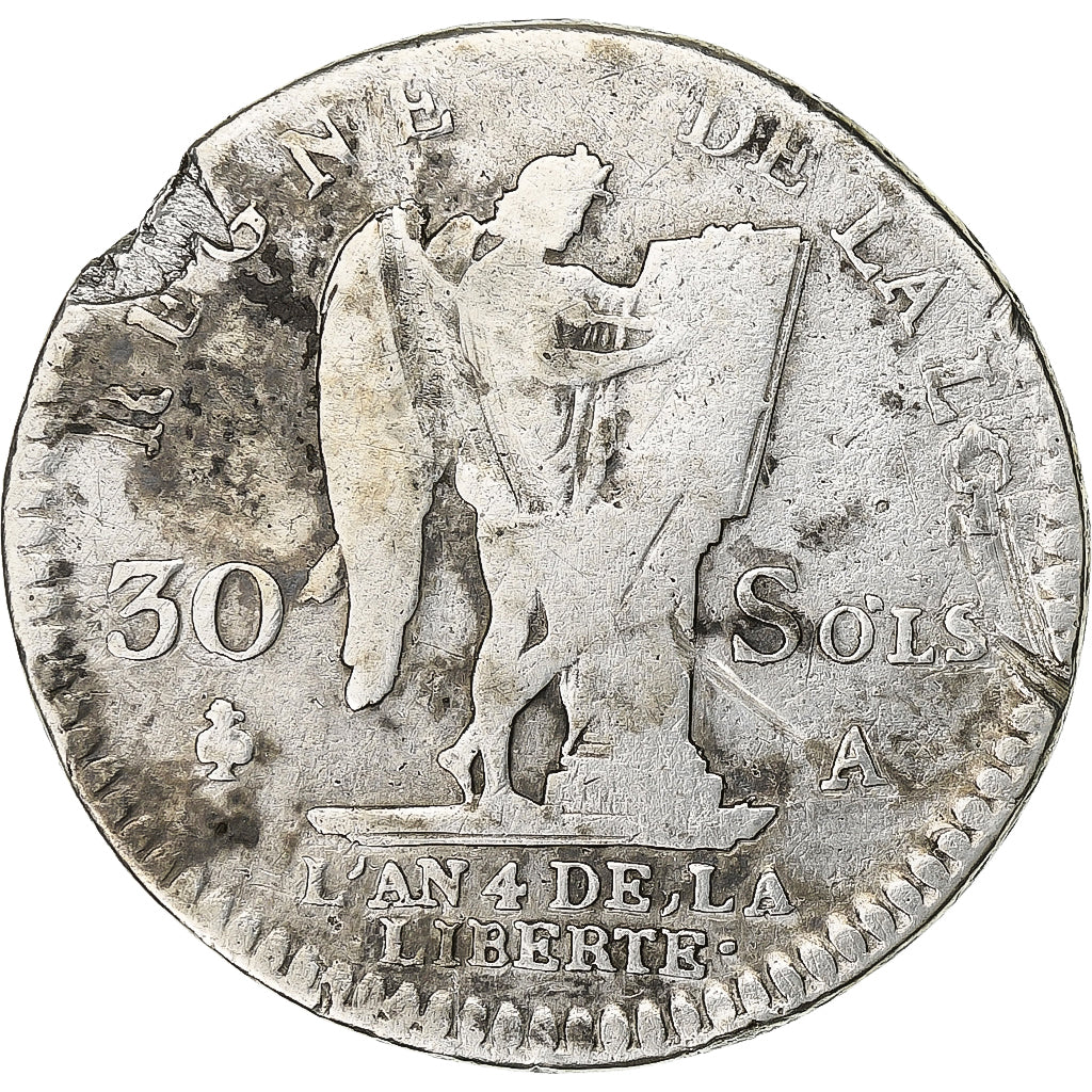 Frankrijk, Louis XVI, 30 Sols, 30 sols françois, 1792, Paris, 1er sem, Zilver