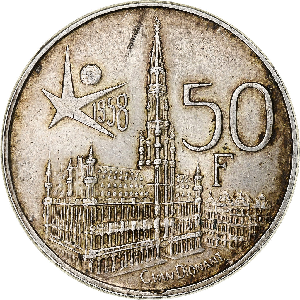 Belgio, Baudouin I, 50 Francs, 50 Frank, 1958, Brussels, Argento, SPL-, KM:151.1