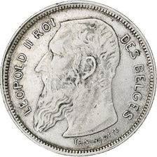 Belgium, Leopold II, 2 Francs, 2 Frank, 1909, Silver, AU(50-53), KM:58.1