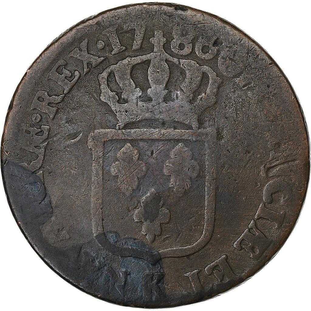 France, Louis XVI, Sol, Sol ou sou, 1788, Bordeaux, 1er sem, Copper, VG(8-10)