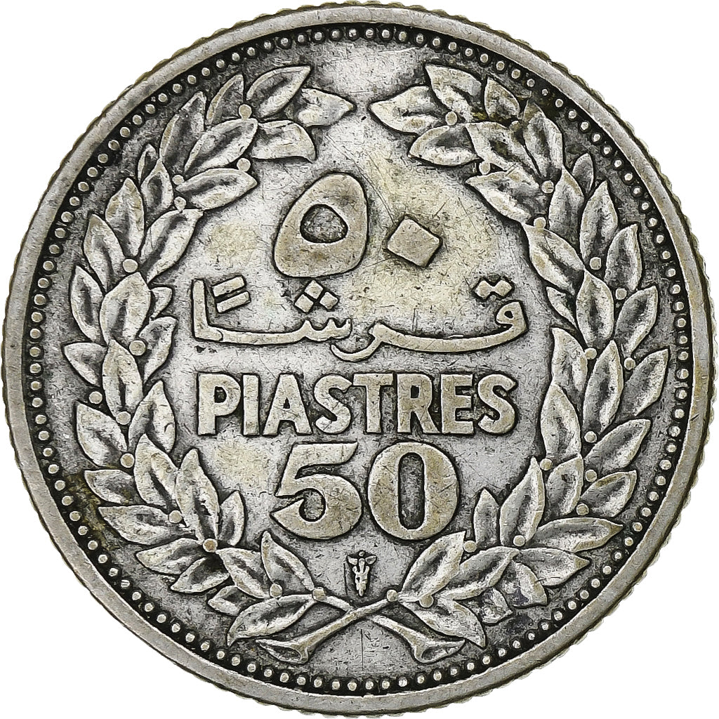 Lebanon, 50 Piastres, 1952, Utrecht, Silver, EF(40-45), KM:17