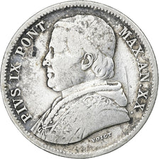 ITALIAN STATES, PAPAL STATES, Pius IX, 20 Baiocchi, 1866, Rome, Silver