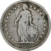 Suiza, 2 Francs, 1878, Bern, Plata, BC+, KM:21