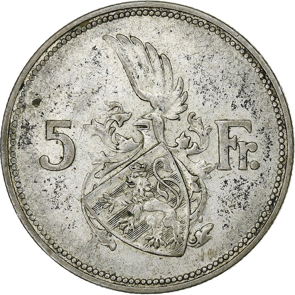 Luxembourg, Charlotte, 5 Francs, 1929, Silver, EF(40-45), KM:38