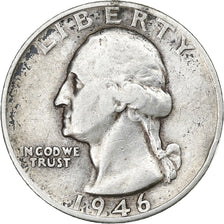 United States, Quarter, Washington, 1946, U.S. Mint, Silver, EF(40-45), KM:164