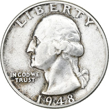 United States, Quarter, Washington, 1948, U.S. Mint, Silver, EF(40-45), KM:164