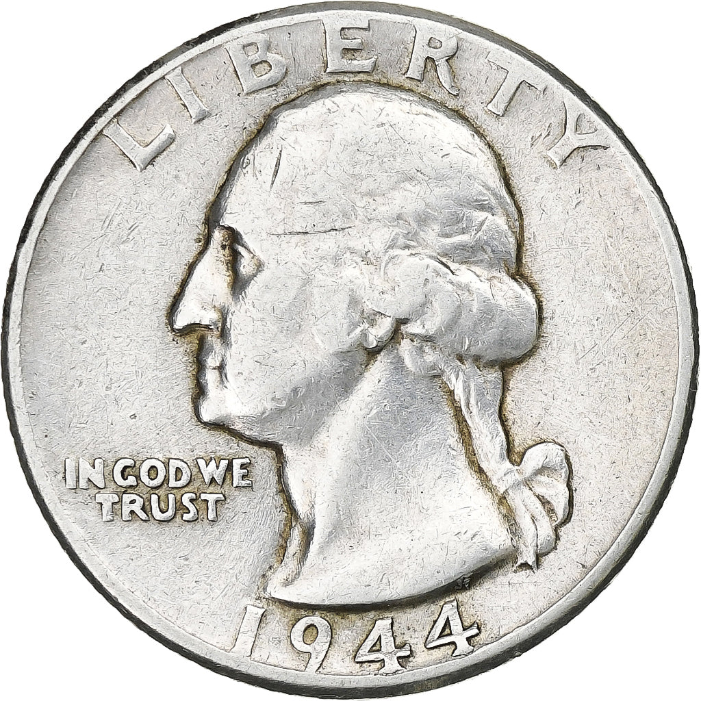 United States, Quarter, Washington, 1944, U.S. Mint, Silver, EF(40-45), KM:164