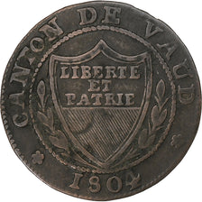 SWISS CANTONS, VAUD, 1/2 Batzen-5 Rappen, 1804, Canton de Vaud, Billon