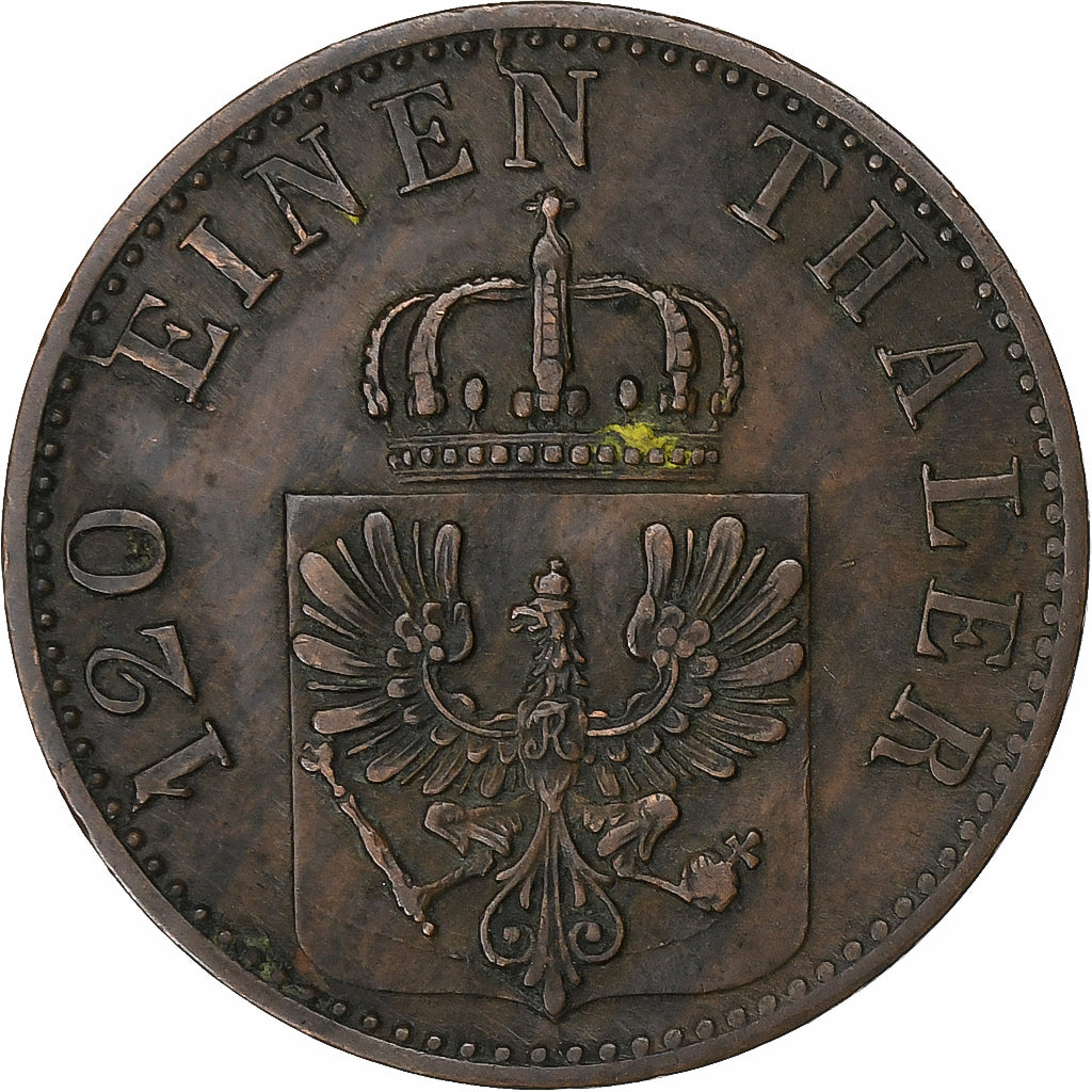 Deutsch Staaten, PRUSSIA, Wilhelm I, 3 Pfennig, 1866, Berlin, Kupfer, SS, KM:482
