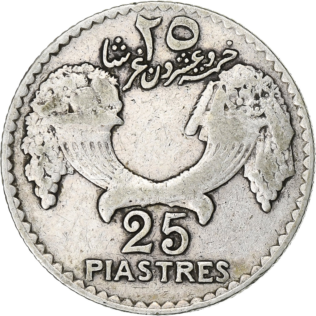 Lebanon, 25 Piastres, 1929, Paris, Silber, S+, KM:7