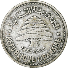 Lebanon, 50 Piastres, 1952, Utrecht, Silver, EF(40-45), KM:17