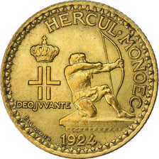 Monaco, Louis II, Franc, 1924, Poissy, Aluminium-Brąz, EF(40-45)
