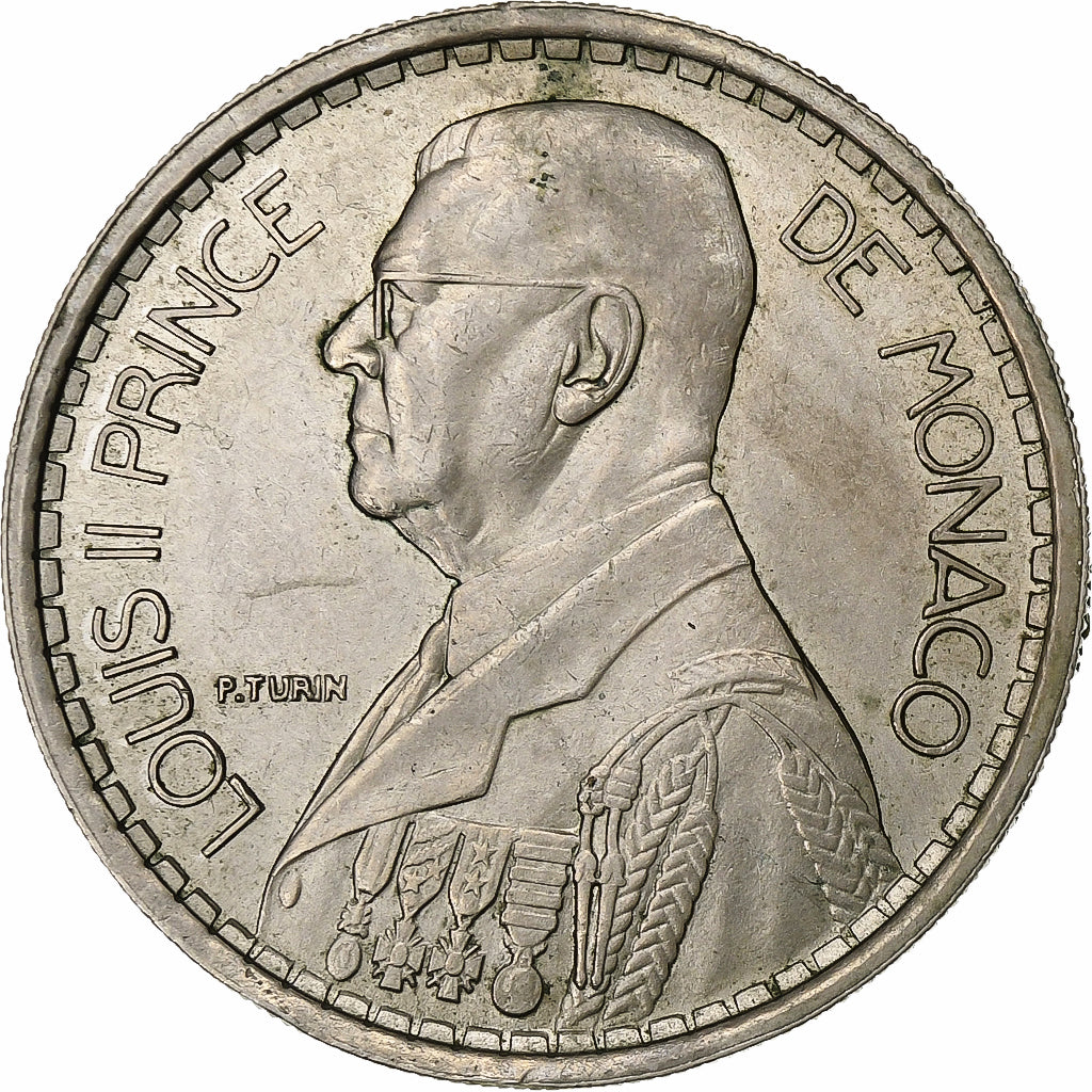 Monaco, Louis II, 20 Francs, Vingt, 1947, Paris, Copper-nickel, AU(50-53)