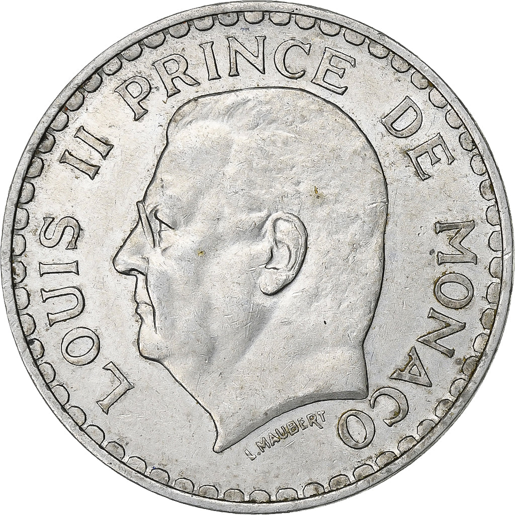 Monaco, Louis II, 5 Francs, 1945, Paris, Aluminum, AU(50-53), Gadoury:MC135