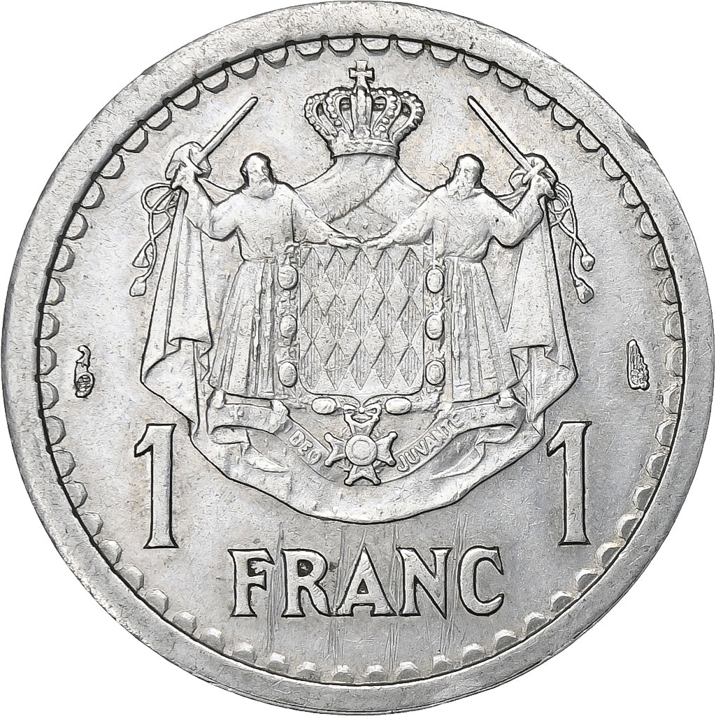 Monaco, Louis II, Franc, 1943, Paris, Aluminum, AU(50-53), Gadoury:MC131, KM:120