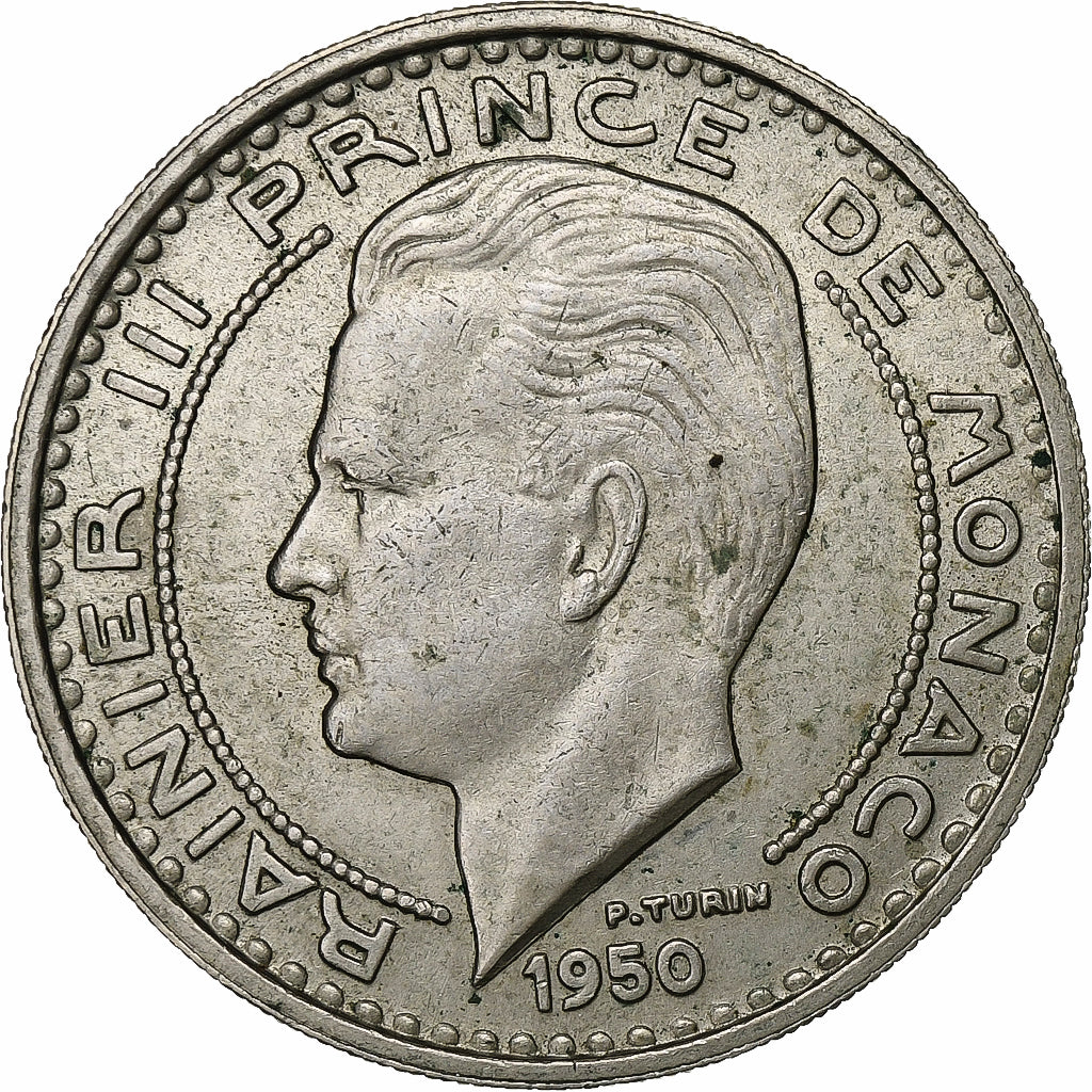Monaco, Rainier III, 100 Francs, Cent, 1950, Paris, Miedź-Nikiel, AU(50-53)