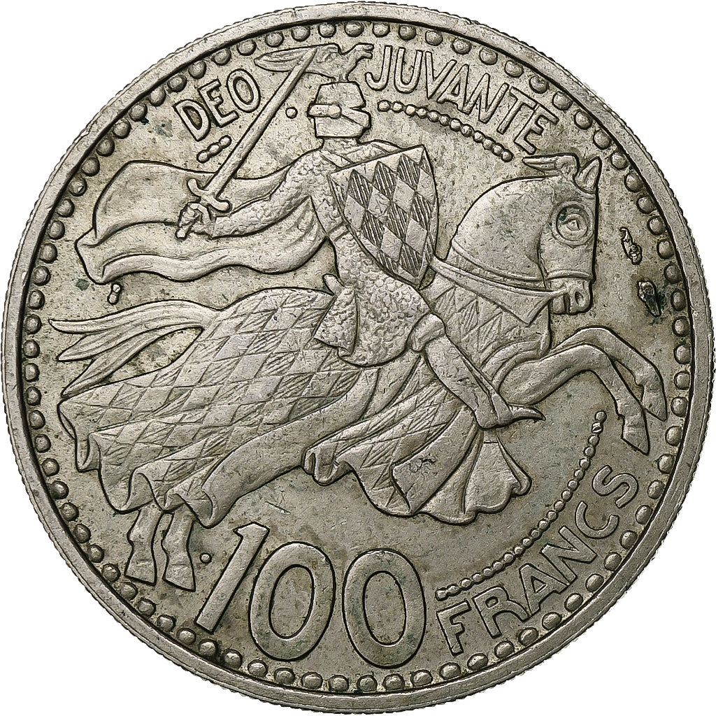 Monaco, Rainier III, 100 Francs, Cent, 1950, Paris, Miedź-Nikiel, AU(50-53)