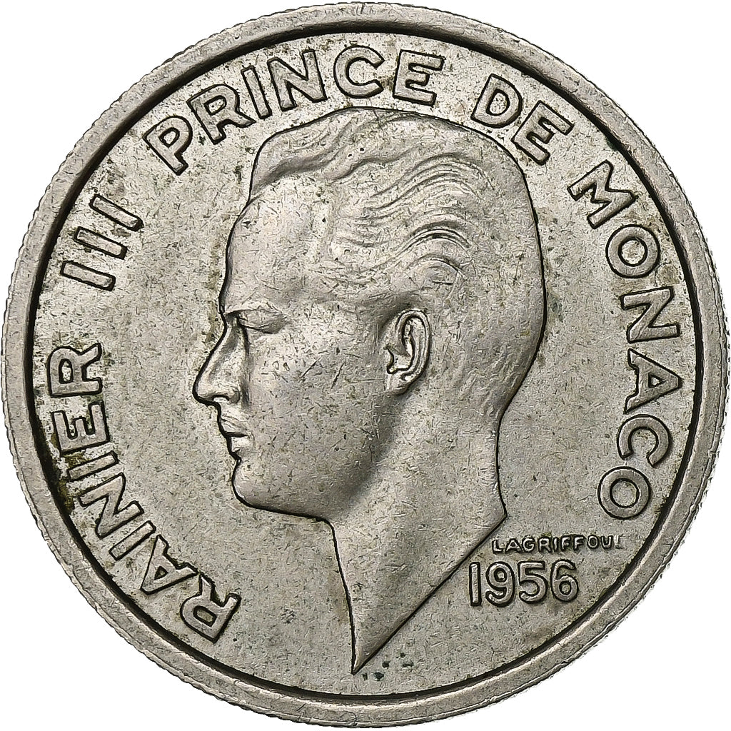 Mónaco, Rainier III, 100 Francs, Cent, 1956, Paris, Cobre - níquel, MBC+