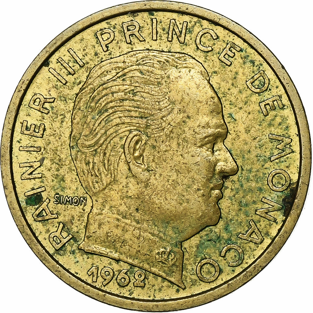Monaco, Rainier III, 10 Centimes, 1962, Paris, Aluminium-Brąz, EF(40-45)