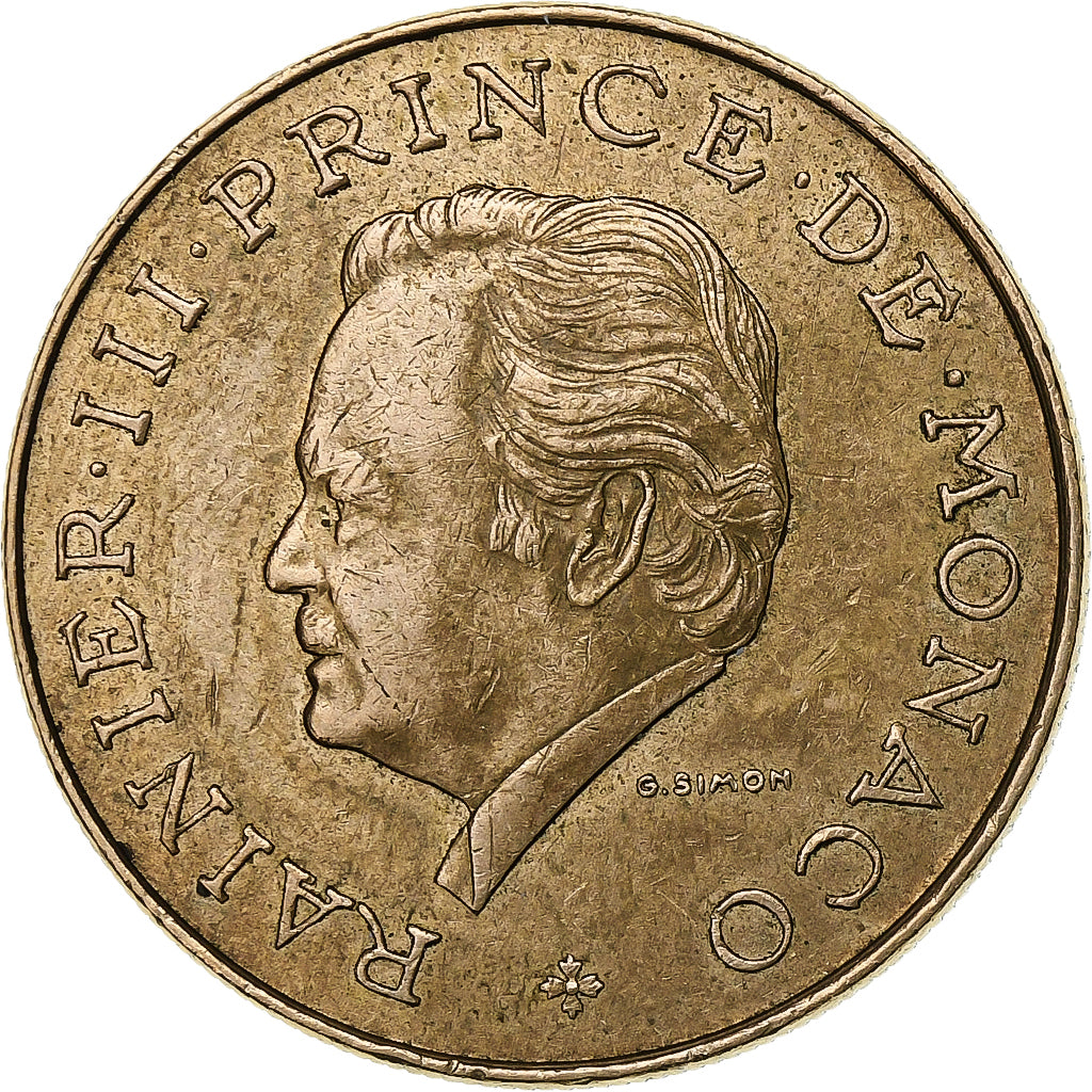 Mónaco, Rainier III, 10 Francs, 1982, Paris, Cobre - níquel - aluminio, MBC