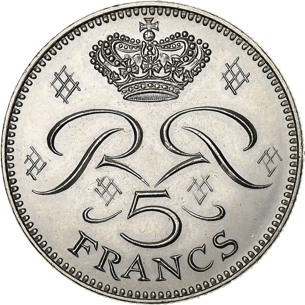 Monaco, Rainier III, 5 Francs, 1974, Paris, Chouette, Rame-nichel, SPL-