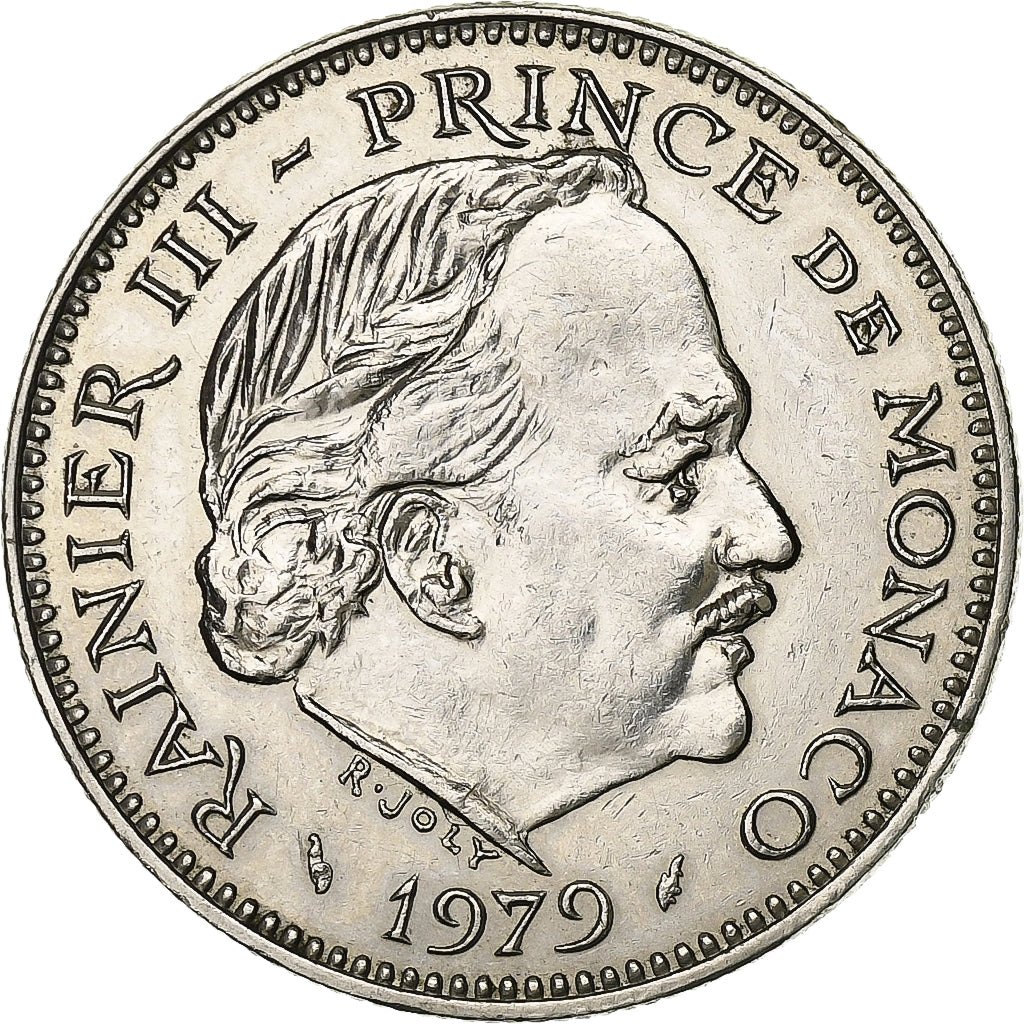 Mónaco, Rainier III, 5 Francs, 1979, Paris, Rare, Cobre - níquel, EBC