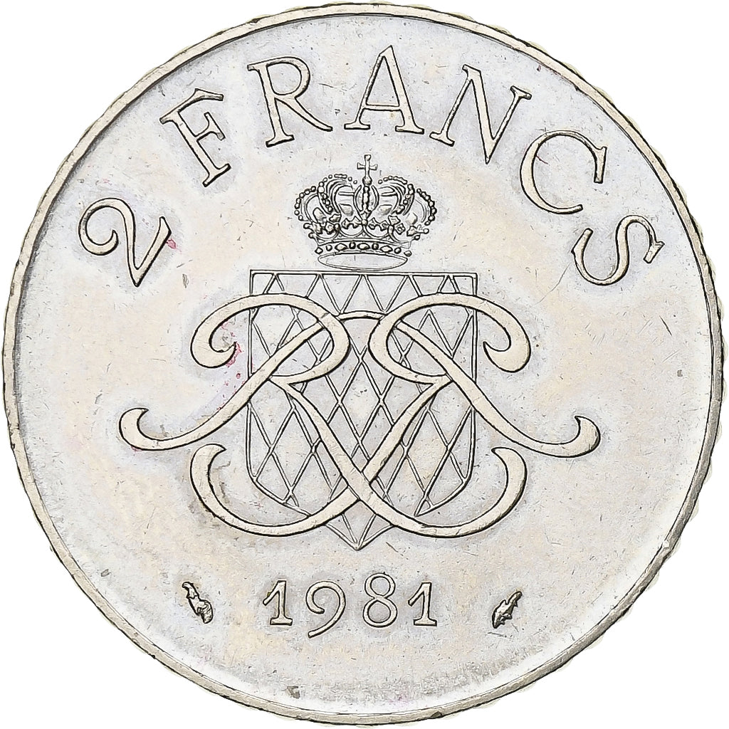 Mónaco, Rainier III, 2 Francs, 1981, Paris, Níquel, AU(55-58), Gadoury:MC 151