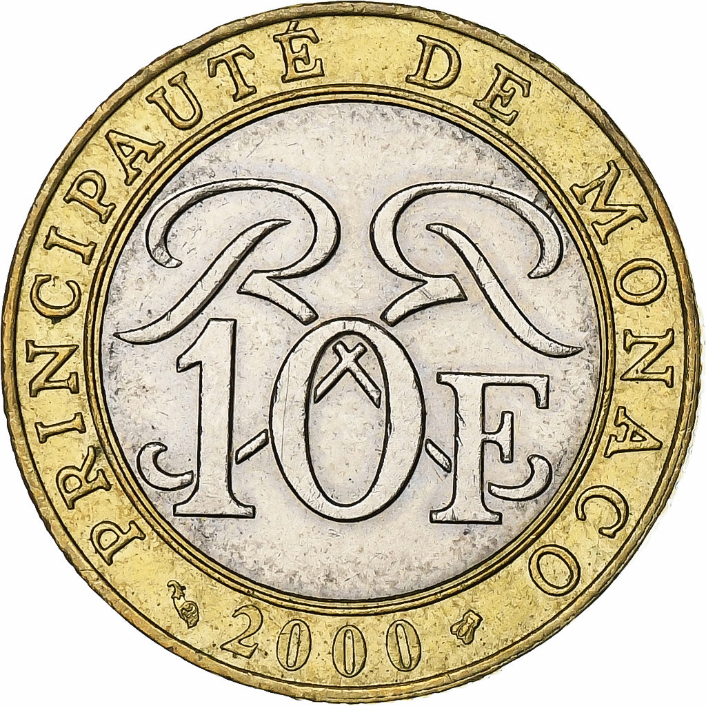 Monaco, Rainier III, 10 Francs, 2000, Paris, Bimétallique, SUP, Gadoury:MC160