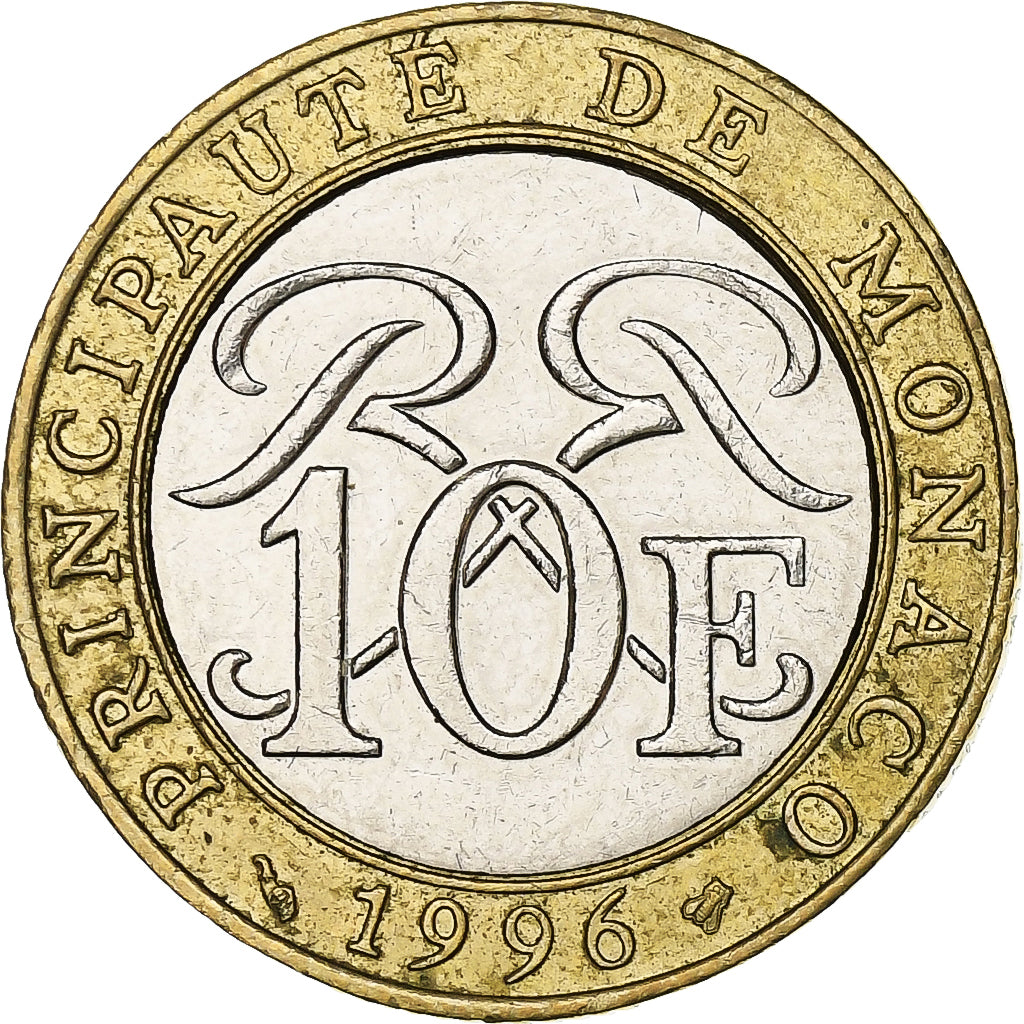Monaco, Rainier III, 10 Francs, 1996, Paris, Bi-metallico, SPL-, Gadoury:MC160
