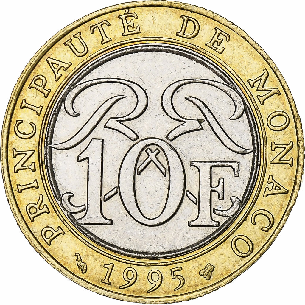 Monaco, Rainier III, 10 Francs, 1995, Paris, Bi-metallico, SPL-, Gadoury:MC160