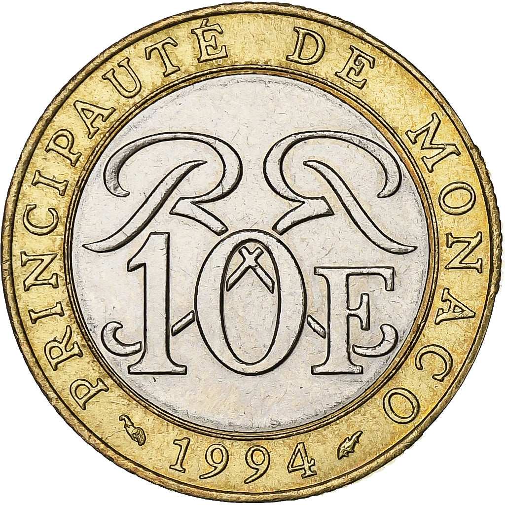 Monaco, Rainier III, 10 Francs, 1994, Paris, Bi-metallico, SPL-, Gadoury:MC160
