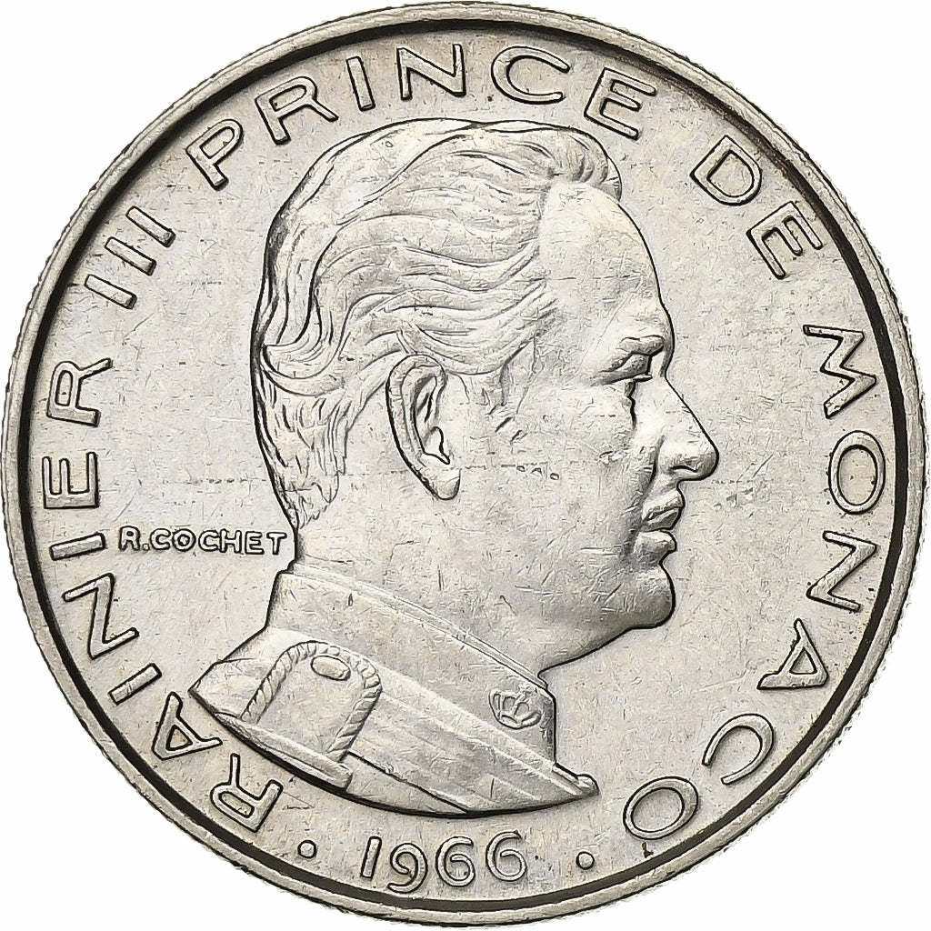 Monaco, Rainier III, Franc, 1966, Paris, Nickel, AU(55-58), Gadoury:MC 150