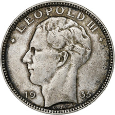 Belgien, Leopold III, 20 Francs, 20 Frank, 1935, Tranche A, Silber, SS, KM:105