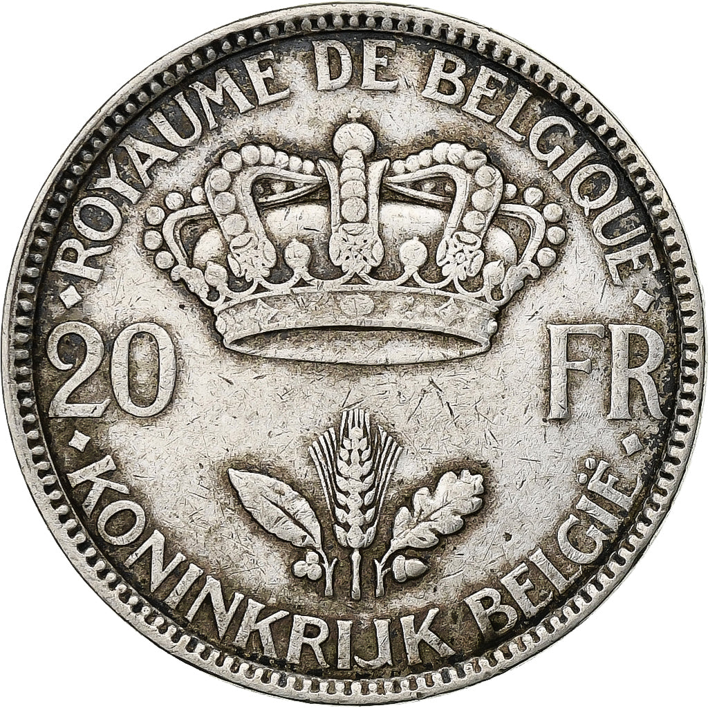 Belgien, Leopold III, 20 Francs, 20 Frank, 1935, Tranche A, Silber, SS, KM:105
