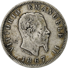 Italien, Vittorio Emanuele II, Lira, 1867, Milan, Silber, S+, KM:5a.1