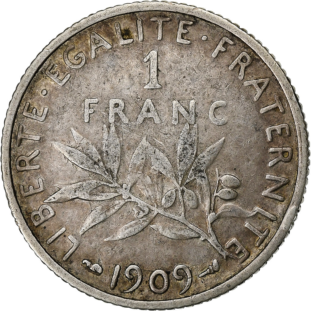 Francia, Franc, Semeuse, 1909, Paris, Argento, MB+, Gadoury:467, KM:844.1