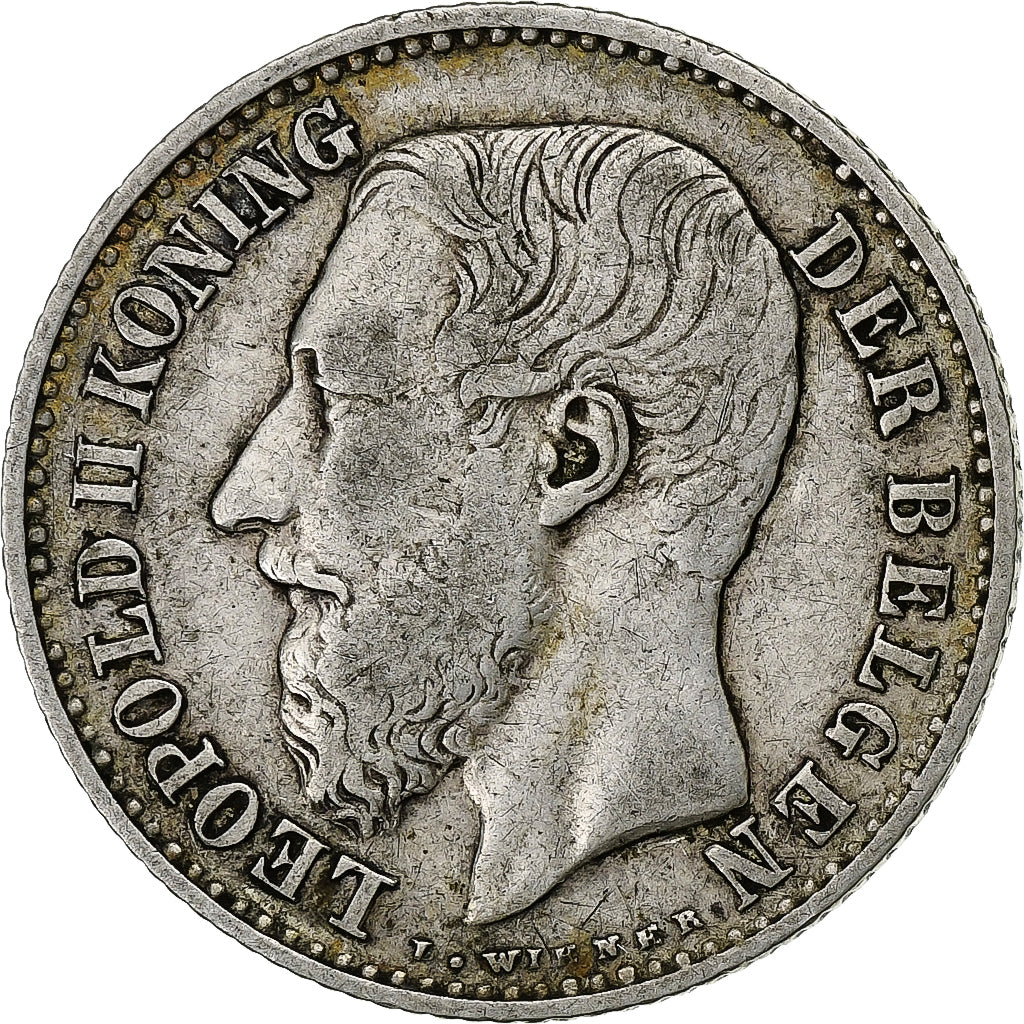 Belgium, Leopold II, Franc, 1887, Silver, VF(30-35), KM:29.1