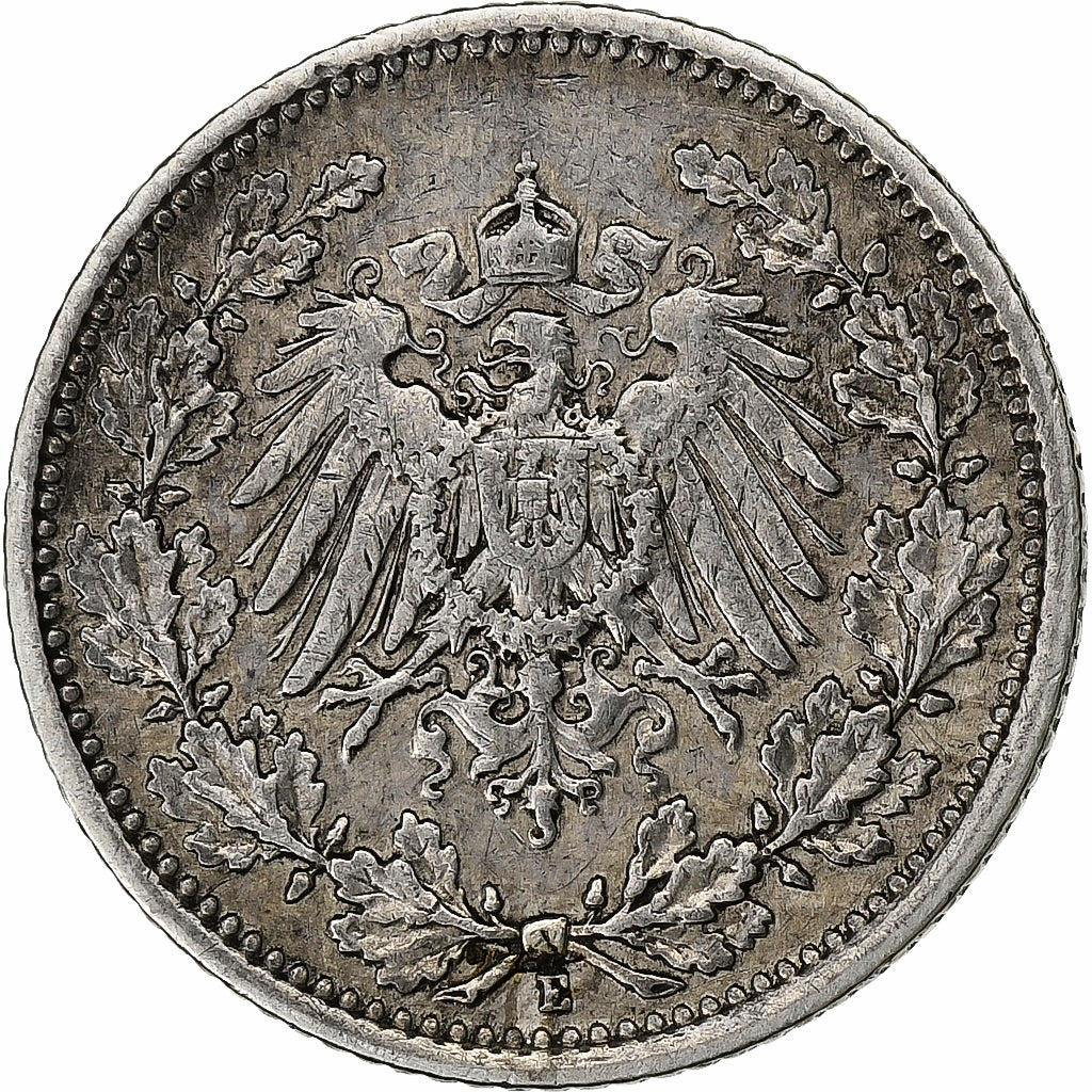 GERMANIA - IMPERO, Wilhelm II, 1/2 Mark, 1906, Muldenhütten, Argento, BB, KM:17