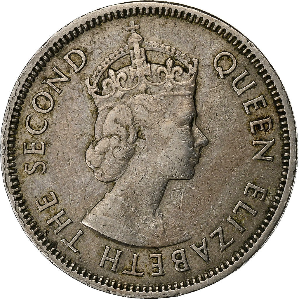 Hong Kong, Elizabeth II, 50 Cents, 1961, Copper-nickel, EF(40-45), KM:30.1
