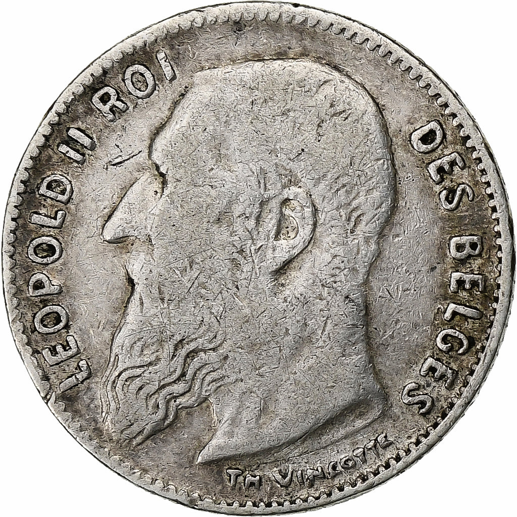 Belgio, Leopold II, 50 Centimes, 1909, Argento, MB+, KM:60.1
