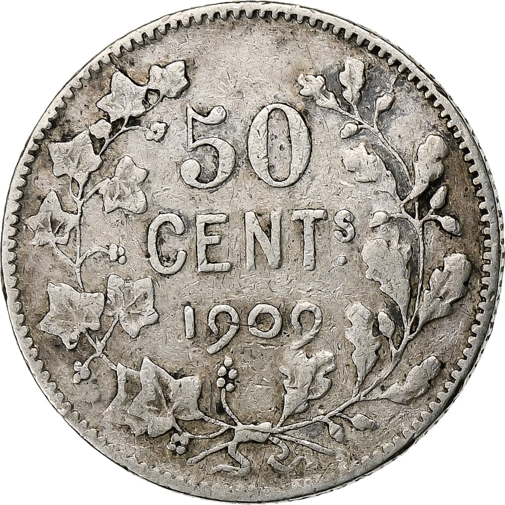 Belgio, Leopold II, 50 Centimes, 1909, Argento, MB+, KM:60.1